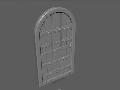 Porta di legno medievale Modello 3D
