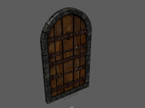 Medieval Wooden Door 3D Model