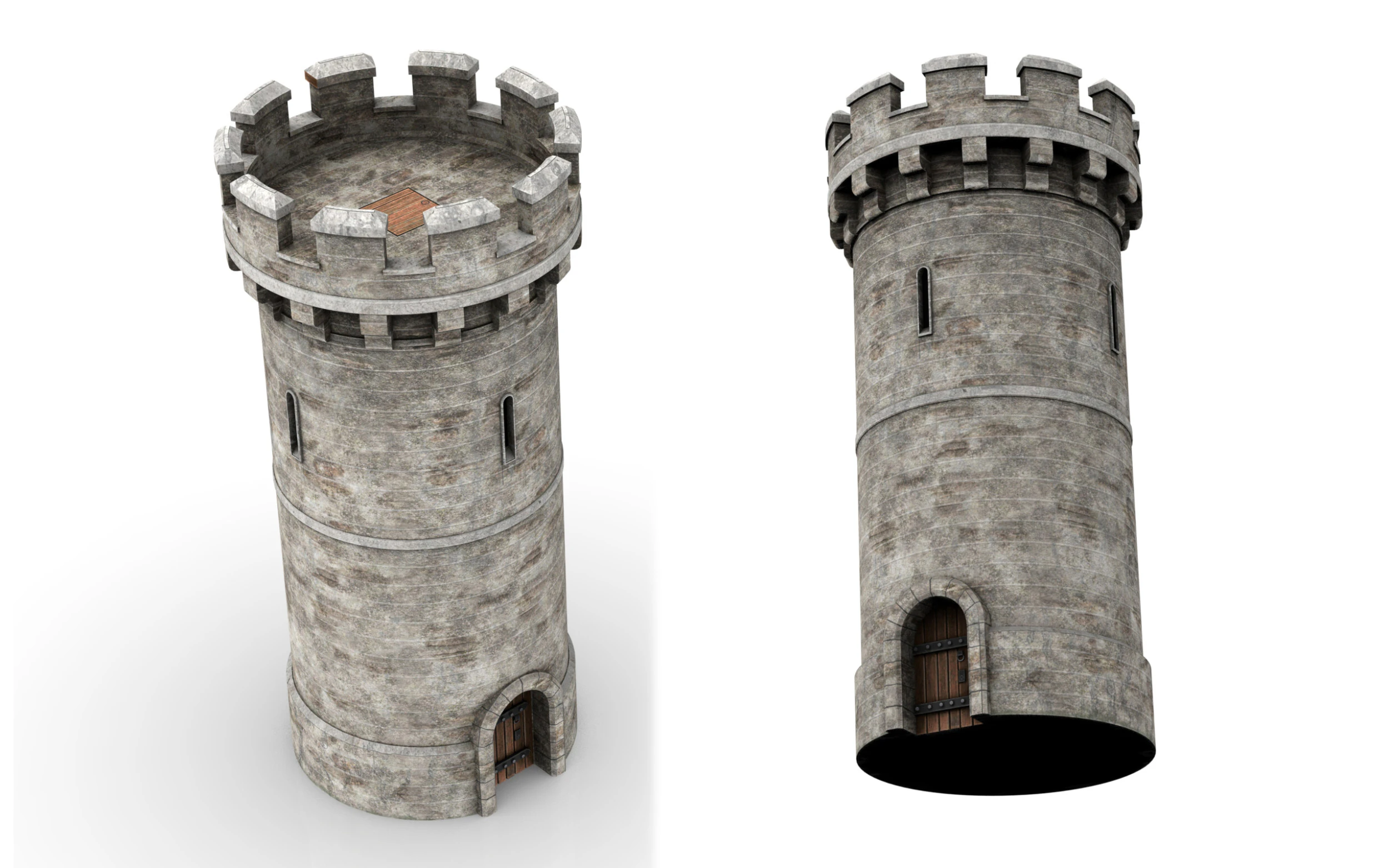 Torre medievale in pietra realistica Modello 3D .c4d .max .obj .3ds .fbx .stl .blend