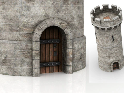 Torre medievale in pietra realistica Modello 3D