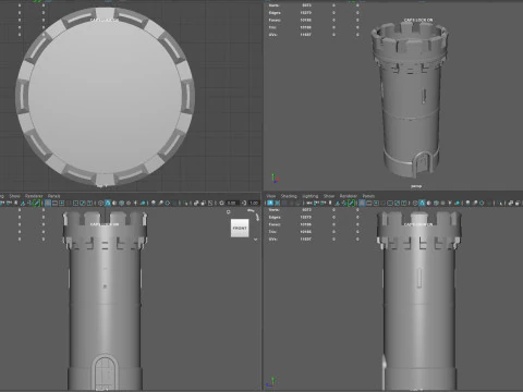 Torre medievale in pietra realistica Modello 3D