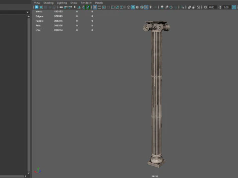 Kolom Penuh Ionik Yunani Model 3D