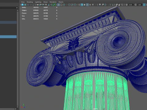 Kolom Penuh Ionik Yunani Model 3D