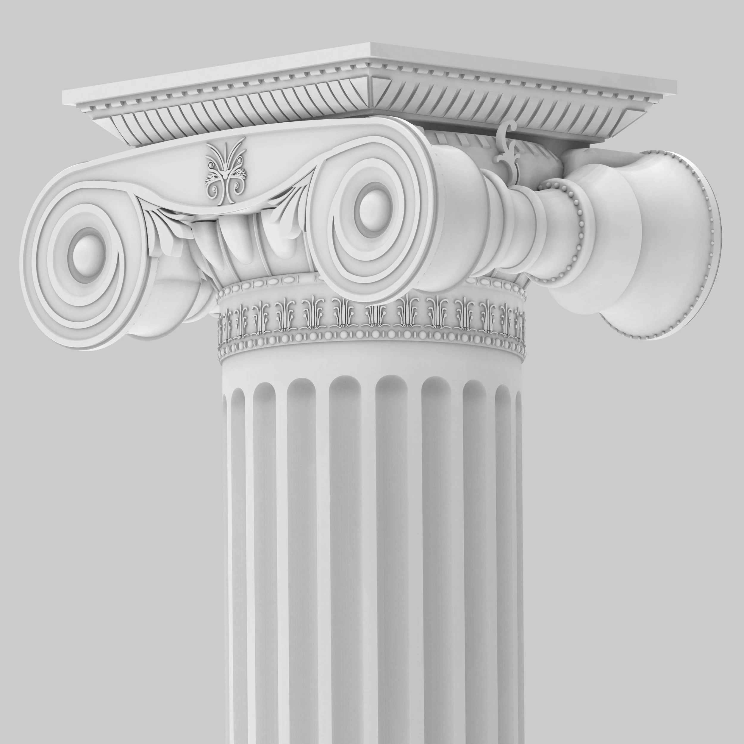 Modello stampabile 3D della colonna greca dell'eleganza ionica Modello di stampa 3D .c4d .max .obj .3ds .fbx .stl .blend