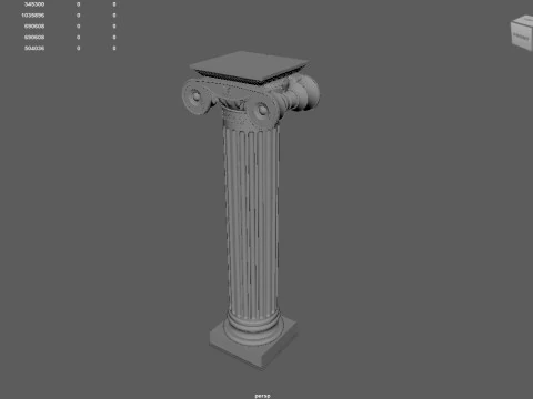 Modello stampabile 3D della colonna greca dell'eleganza ionica Modello di stampa 3D