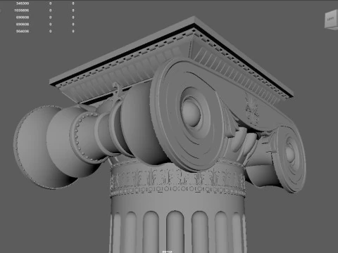 Modello stampabile 3D della colonna greca dell'eleganza ionica Modello di stampa 3D