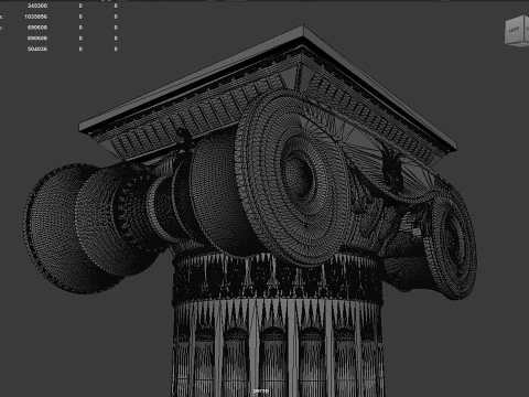 Modello stampabile 3D della colonna greca dell'eleganza ionica Modello di stampa 3D