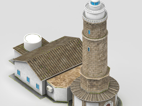 Classic Lighthouse with Keepers House 3D Модель