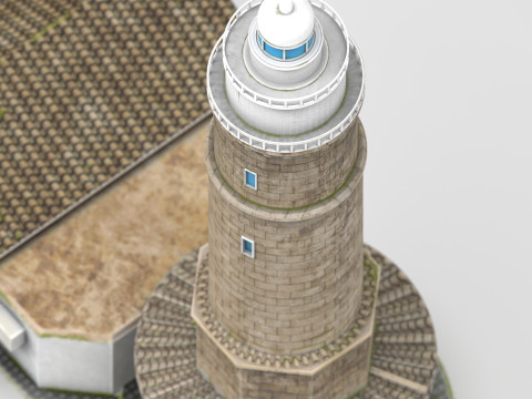 Classic Lighthouse with Keepers House 3D Model