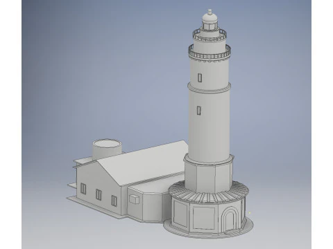 Classic Lighthouse with Keepers House 3D Model