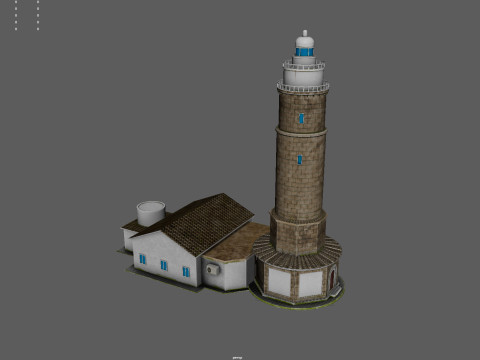 Classic Lighthouse with Keepers House 3D Model