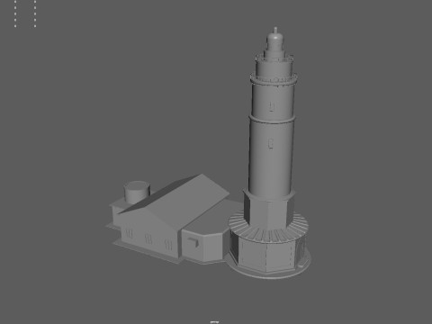Classic Lighthouse with Keepers House 3D Model