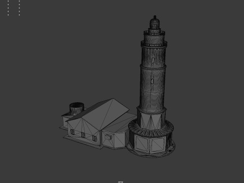 Classic Lighthouse with Keepers House 3D Model