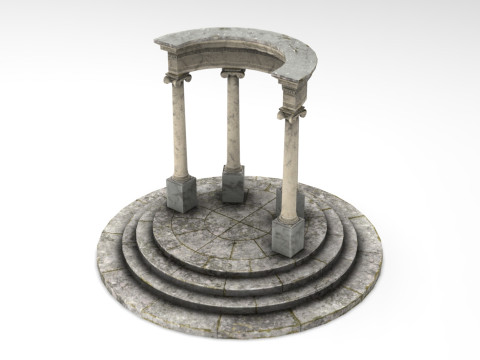 Neoclassical Circular Pavilion Low poly 3D Model