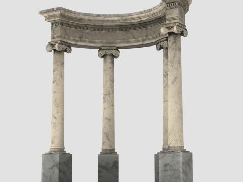 Neoclassical Circular Pavilion Low poly 3D Model