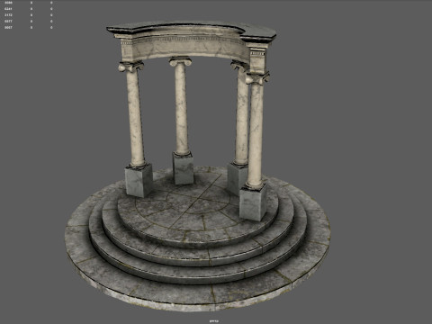 Neoclassical Circular Pavilion Low poly 3D Model