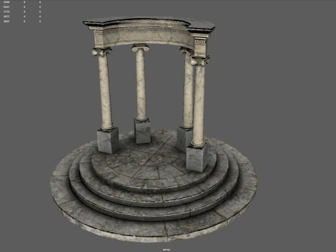 Neoclassical Circular Pavilion Low poly 3D Model