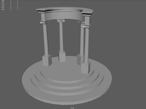 Neoclassical Circular Pavilion Low poly 3D Model