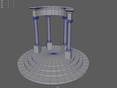 Neoclassical Circular Pavilion Low poly 3D Model
