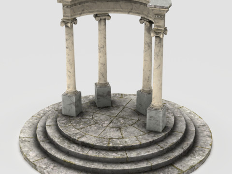 Neoclassical Circular Pavilion Low poly 3D Model
