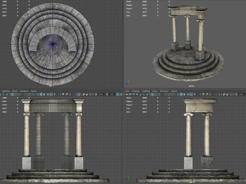 Neoclassical Circular Pavilion Low poly 3D Model
