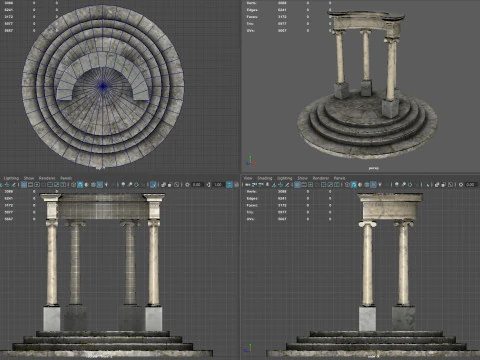 Neoclassical Circular Pavilion Low poly 3D Model
