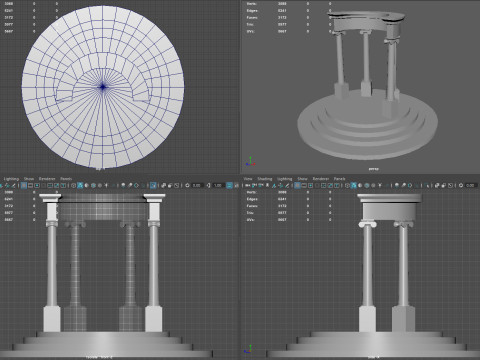 Neoclassical Circular Pavilion Low poly 3D Model