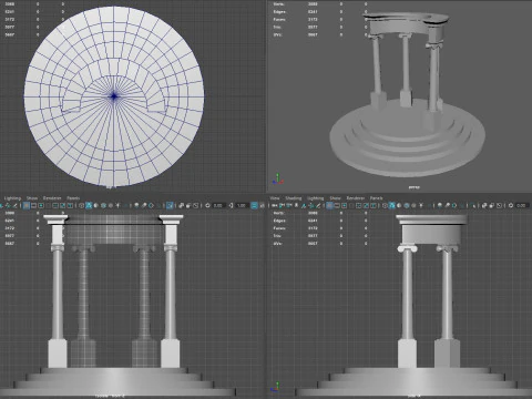 Neoclassical Circular Pavilion Low poly 3D Model