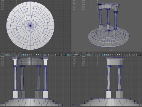 Neoclassical Circular Pavilion Low poly 3D Model