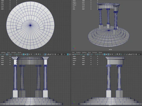 Neoclassical Circular Pavilion Low poly 3D Model