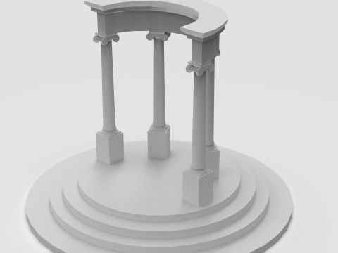 Neoclassical Circular Pavilion Low poly 3D Model