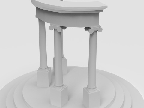 Neoclassical Circular Pavilion Low poly 3D Model