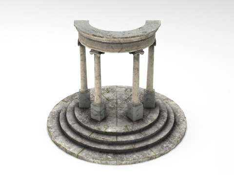 Neoclassical Circular Pavilion Low poly 3D Model