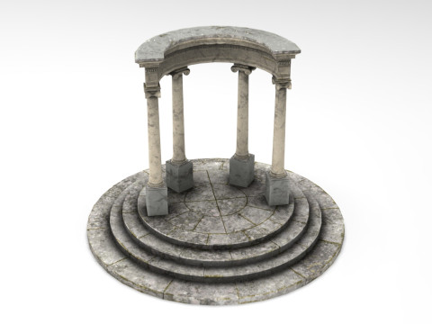 Neoclassical Circular Pavilion Low poly 3D Model