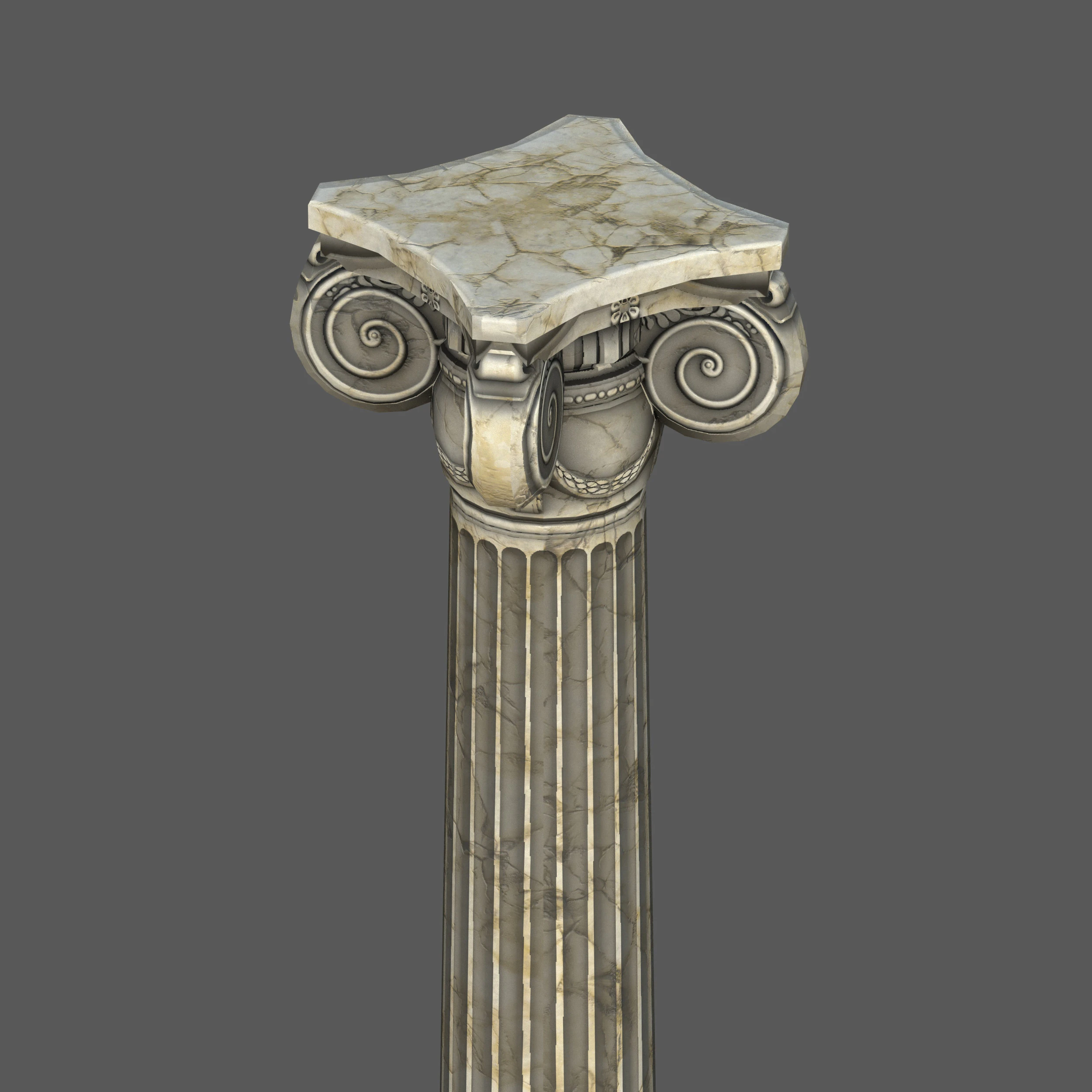 Low Poly Ionic Column 45 Angle Roman Marble Architectural 3D Model .c4d .max .obj .3ds .fbx .stl .blend 