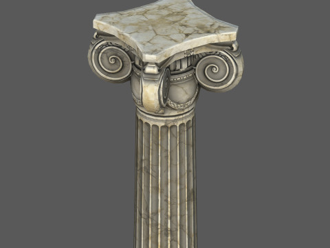 Low Poly Ionic Column 45 Angle Roman Marble Architectural 3D Model