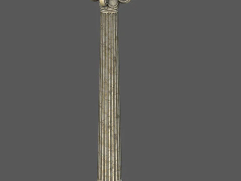 Low Poly Ionic Column 45 Angle Roman Marble Architectural 3D Model