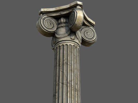 Low Poly Ionic Column 45 Angle Roman Marble Architectural 3D Model