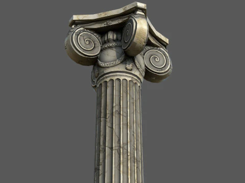 Low Poly Ionic Column 45 Angle Roman Marble Architectural 3D Model