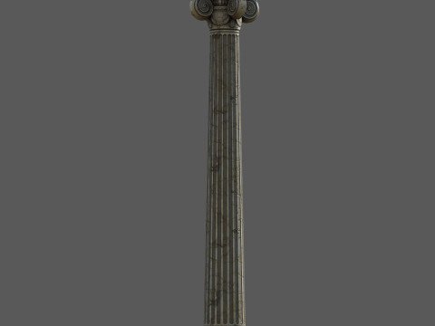 Low Poly Ionic Column 45 Angle Roman Marble Architectural 3D Model