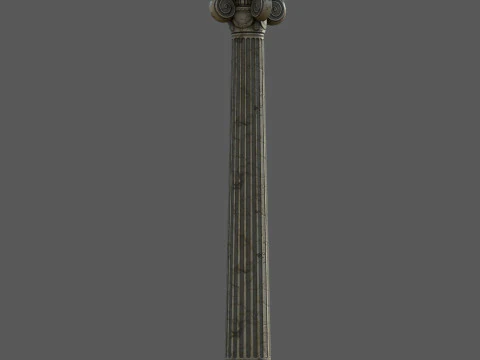 Low Poly Ionic Column 45 Angle Roman Marble Architectural 3D Model