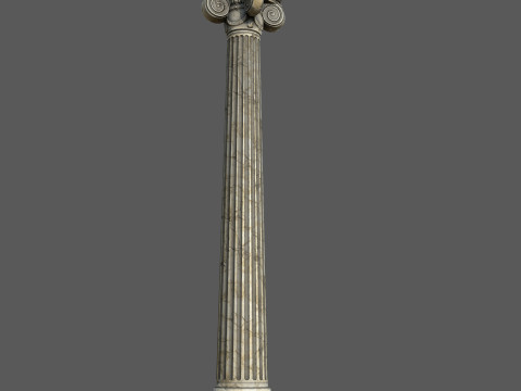 Low Poly Ionic Column 45 Angle Roman Marble Architectural 3D Model