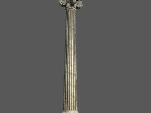 Low Poly Ionic Column 45 Angle Roman Marble Architectural 3D Model