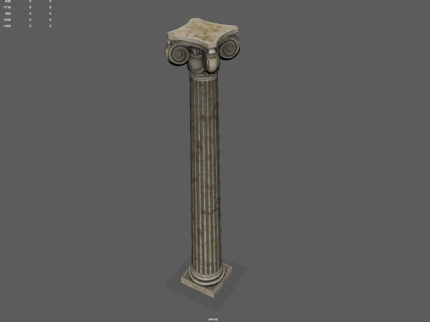 Low Poly Ionic Column 45 Angle Roman Marble Architectural 3D Model