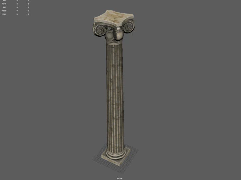 Low Poly Ionic Column 45 Angle Roman Marble Architectural 3D Model