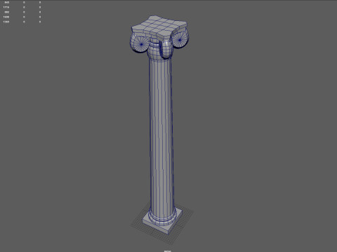 Low Poly Ionic Column 45 Angle Roman Marble Architectural 3D Model