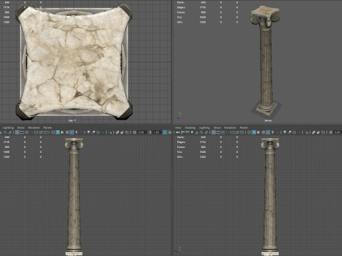 Low Poly Ionic Column 45 Angle Roman Marble Architectural 3D Model