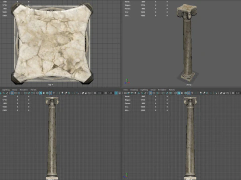 Low Poly Ionic Column 45 Angle Roman Marble Architectural 3D Model