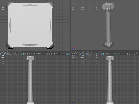 Low Poly Ionic Column 45 Angle Roman Marble Architectural 3D Model