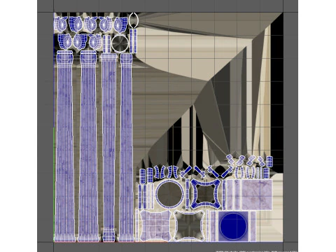 Low Poly Ionic Column 45 Angle Roman Marble Architectural 3D Model